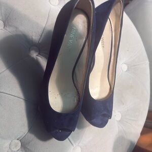 Nine West Dark Blue Peep Toe Heels